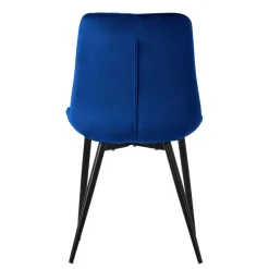 Esszimmerstuhl 2er Set Dunkelblau mit Samtbezug und Stahlbeinen Küchenstuhl mit Rückenlehne ML-Design