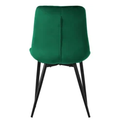Esszimmerstuhl 2er Set Dunkelgrün mit Samtbezug und Stahlbeinen Küchenstuhl mit Rückenlehne ML-Design