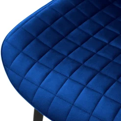 Esszimmerstuhl 6er Set Dunkelblau mit Samtbezug und Stahlbeinen Küchenstuhl mit Rückenlehne ML-Design