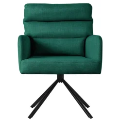 Esszimmerstuhl 6er Set Dunkelgrün drehbar mit abnehmbaren Rückenkissen gepolstert bis 120 Kilogramm ML-Design