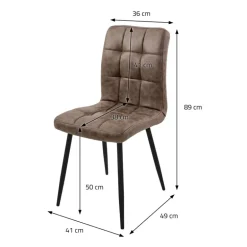 Esszimmerstuhl 4er Set Große Quadrat Steppung Braun Kunstlederbezug mit Metallbeinen inkl. Montagematerial ML-Design