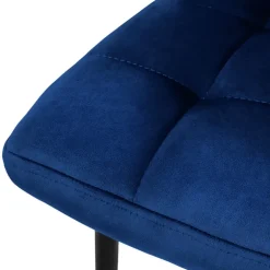 Esszimmerstuhl 4er Set Große Quadrat Steppung Dunkelblau Samtbezug mit Metallbeinen inkl. Montagematerial ML-Design