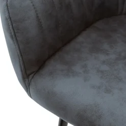 Esszimmerstuhl 4er Set Linierte Steppung mit Rücken- und Armlehnen Anthrazit Küchenstuhl mit Kunstleder Bezug ML-Design