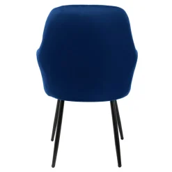 Esszimmerstuhl 4er Set Linierte Steppung mit Rücken- und Armlehnen Blau Küchenstuhl mit Microfaser-Samtbezug ML-Design