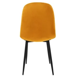 Esszimmerstuhl 4er Set mit Rückenlehne Senfgelb Küchenstuhl mit Microfaser-Samtbezug ML-Design