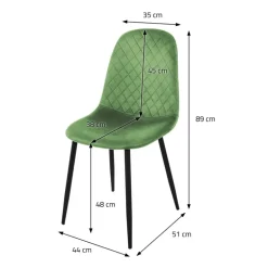 Esszimmerstuhl 4er Set mit Rückenehne Salbei Küchenstuhl mit Microfaser-Samtbezug ML-Design