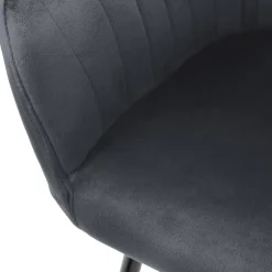 Esszimmerstuhl 2er Set mit Rücken- und Armlehnen Grau Küchenstuhl mit Microfaser-Samtbezug ML-Design