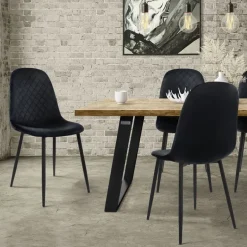 Esszimmerstuhl 4er Set mit Rückenlehne Schwarz Küchenstuhl mit Microfaser-Samtbezug ML-Design
