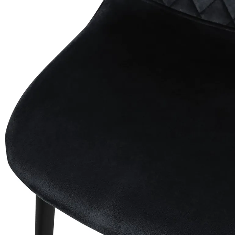 Esszimmerstuhl 4er Set mit Rückenlehne Schwarz Küchenstuhl mit Microfaser-Samtbezug ML-Design
