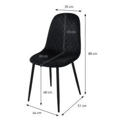 Esszimmerstuhl 4er Set mit Rückenlehne Schwarz Küchenstuhl mit Microfaser-Samtbezug ML-Design