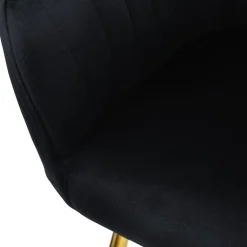 Esszimmerstuhl 2er Set mit Rücken- und Armlehnen Schwarz Küchenstuhl mit Microfaser-Samtbezug & goldenen Metallbeinen ML-Design