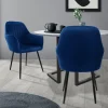 Esszimmerstuhl 2er Set mit Rücken- und Armlehnen Blau Küchenstuhl mit Microfaser-Samtbezug ML-Design