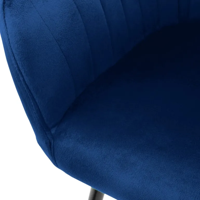 Esszimmerstuhl 2er Set mit Rücken- und Armlehnen Blau Küchenstuhl mit Microfaser-Samtbezug ML-Design