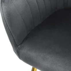 Esszimmerstuhl 6er Set mit Rücken- und Armlehnen Grau Küchenstuhl mit Microfaser-Samtbezug ML-Design