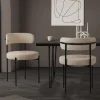 Esszimmerstuhl 2er Set mit Teddystoff mit Rückenlehne Braun Küchenstuhl ML-Design