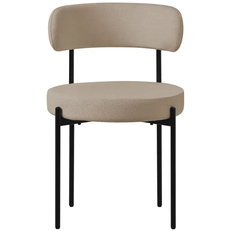 Esszimmerstuhl 2er Set mit Teddystoff mit Rückenlehne Braun Küchenstuhl ML-Design