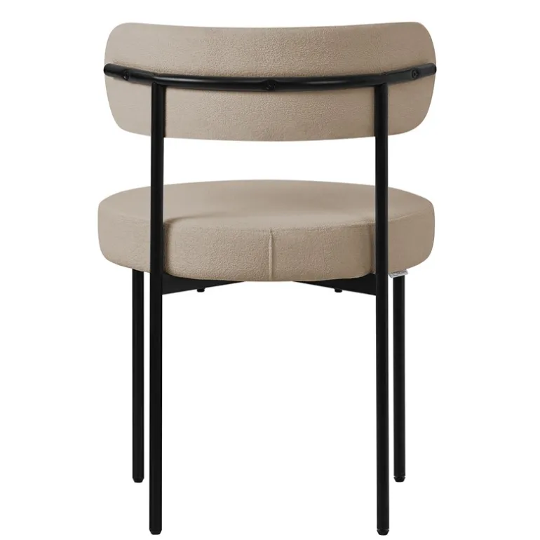 Esszimmerstuhl 2er Set mit Teddystoff mit Rückenlehne Braun Küchenstuhl ML-Design
