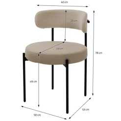 Esszimmerstuhl 2er Set mit Teddystoff mit Rückenlehne Braun Küchenstuhl ML-Design