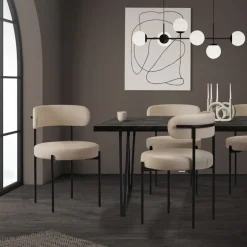 Esszimmerstuhl 2er Set mit Teddystoff mit Rückenlehne Braun Küchenstuhl ML-Design
