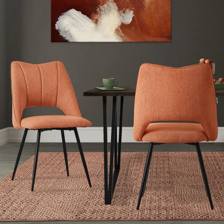 Esszimmerstuhl 2er Set Orange gepolstert inkl. Montagematerial Polsterstuhl Küchenstuhl ML-Design