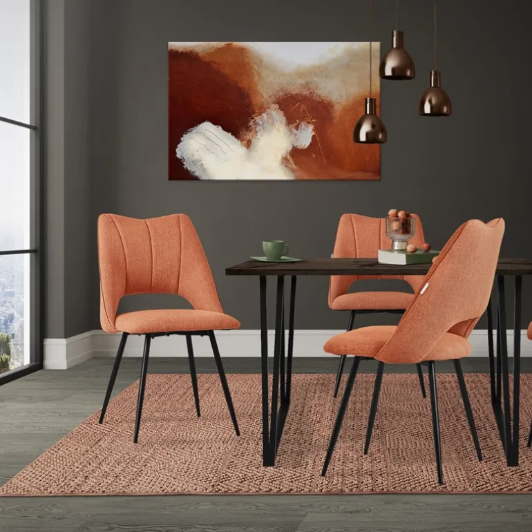 Esszimmerstuhl 2er Set Orange gepolstert inkl. Montagematerial Polsterstuhl Küchenstuhl ML-Design