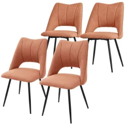 Esszimmerstuhl 4er Set Orange gepolstert inkl. Montagematerial Polsterstuhl Küchenstuhl ML-Design