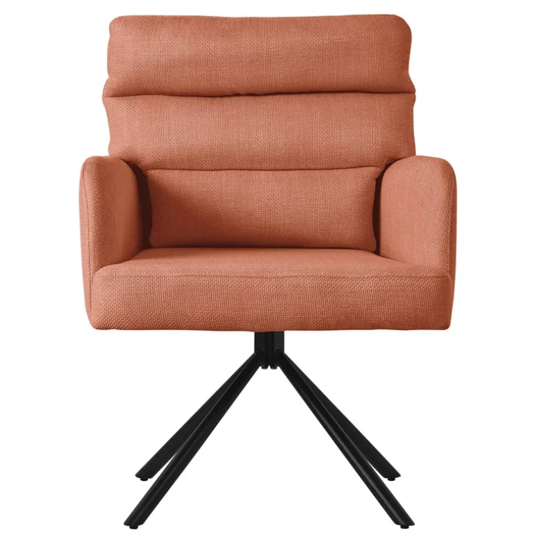 Esszimmerstuhl 6er Set Orange drehbar mit abnehmbaren Rückenkissen gepolstert bis 120 Kilogramm ML-Design