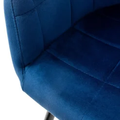 Esszimmerstuhl 2er Set Quadrat Steppung mit Rücken- und Armlehnen Dunkelblau Küchenstuhl mit Microfaser-Samtbezug ML-Design