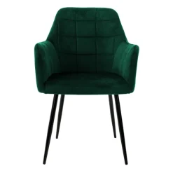 Esszimmerstuhl 4er Set Quadrat Steppung mit Rücken- und Armlehnen Dunkelgrün Küchenstuhl mit Microfaser-Samtbezug ML-Design