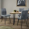 Esszimmerstuhl 4er Set Quadrat Steppung mit Rückenlehne Anthrazit Küchenstuhl mit Kunstleder Bezug ML-Design