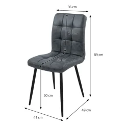 Esszimmerstuhl 4er Set Quadrat Steppung mit Rückenlehne Anthrazit Küchenstuhl mit Kunstleder Bezug ML-Design