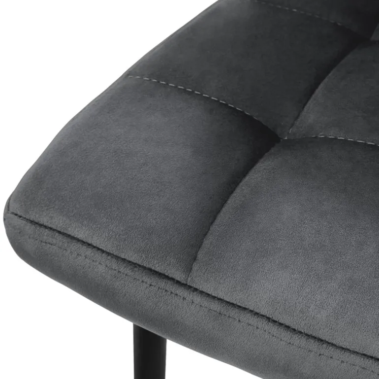 Esszimmerstuhl 4er Set Quadrat Steppung mit Rückenlehne Anthrazit Küchenstuhl mit Microfaser-Samtbezug ML-Design