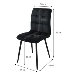 Esszimmerstuhl 4er Set Quadrat Steppung Schwarz Samtbezug mit Metallbeinen inkl. Montagematerial ML-Design