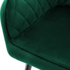 Esszimmerstuhl 4er Set Rauten Steppung mit Rücken- und Armlehnen Dunkelgrün Küchenstuhl mit Microfaser-Samtbezug ML-Design