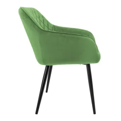 Esszimmerstuhl 4er Set Rauten Steppung mit Rücken- und Armlehnen Salbei Küchenstuhl mit Microfaser-Samtbezug ML-Design