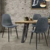 Esszimmerstuhl 4er Set Rauten Steppung mit Rückenlehne Anthrazit Küchenstuhl mit Kunstleder Bezug ML-Design