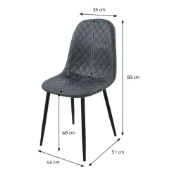 Esszimmerstuhl 4er Set Rauten Steppung mit Rückenlehne Anthrazit Küchenstuhl mit Kunstleder Bezug ML-Design