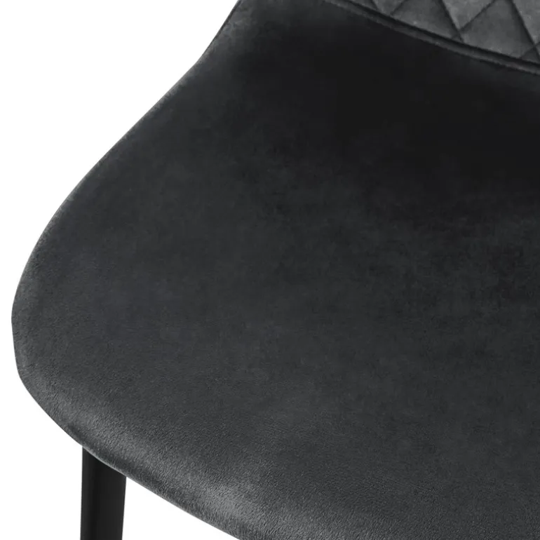 Esszimmerstuhl 4er Set Rauten Steppung mit Rückenlehne Anthrazit Küchenstuhl mit Microfaser-Samtbezug ML-Design