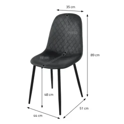 Esszimmerstuhl 4er Set Rauten Steppung mit Rückenlehne Anthrazit Küchenstuhl mit Microfaser-Samtbezug ML-Design