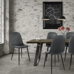 Esszimmerstuhl 4er Set Rauten Steppung mit Rückenlehne Anthrazit Küchenstuhl mit Microfaser-Samtbezug ML-Design