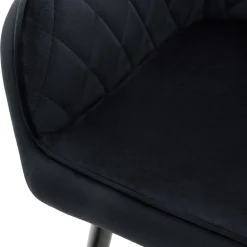 Esszimmerstuhl 4er Set Rauten Steppung Schwarz Samtbezug mit Metallbeinen inkl. Montagematerial ML-Design