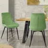 Esszimmerstuhl 2er Set Salbei mit Samtbezug und Stahlbeinen Küchenstuhl mit Rückenlehne ML-Design