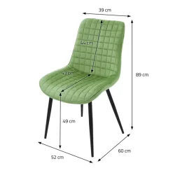 Esszimmerstuhl 6er Set Salbei mit Samtbezug und Stahlbeinen Küchenstuhl mit Rückenlehne ML-Design