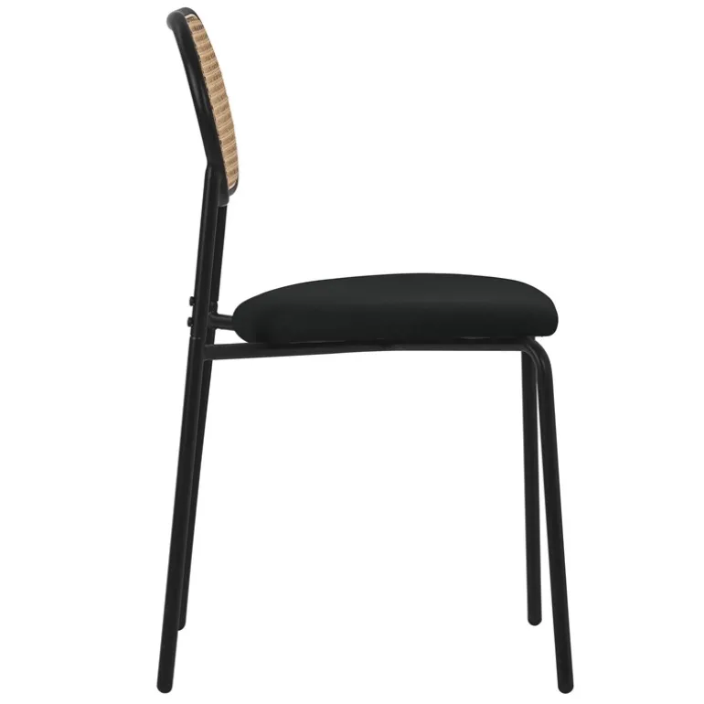 Esszimmerstuhl 2er Set Schwarz bis 120 kg Rattan Rückenlehne ML-Design