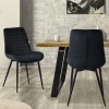 Esszimmerstuhl 2er Set Schwarz mit Samtbezug und Stahlbeinen Küchenstuhl mit Rückenlehne ML-Design