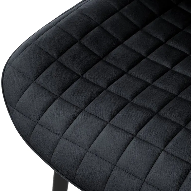 Esszimmerstuhl 2er Set Schwarz mit Samtbezug und Stahlbeinen Küchenstuhl mit Rückenlehne ML-Design