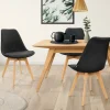 Esszimmerstuhl 4er Set Schwarz Leinenbezug mit Holzbeinen ML-Design