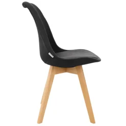 Esszimmerstuhl 4er Set Schwarz Leinenbezug mit Holzbeinen ML-Design