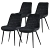 Esszimmerstuhl 4er Set Schwarz mit Samtbezug und Stahlbeinen Küchenstuhl mit Rückenlehne ML-Design
