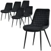 Esszimmerstuhl 6er Set Schwarz mit Samtbezug und Stahlbeinen Küchenstuhl mit Rückenlehne ML-Design